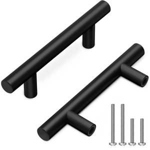 lot 38677 image: SAYONEYES 20 Pack Matte Black Cabinet Handles 3 Inch Hole to Hole - Stainless Steel Rustic Kitchen Cabinet Hardware - Pull Handle for Dresser, Drawers, Cupboards - 5 Inch Length