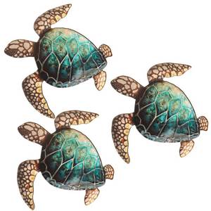 lot 38679 image: Tatuo Summer Coastal Wall Decor Beach Wall Art Decor Blue Sea Turtle Surfboard Seahorse Starfish Seashell Conches Crabs Sea Life Decor for Bathroom Bedroom Home(3 Pcs, Classic Turtle Style)