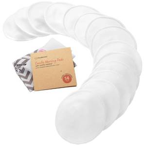 lot 38687 image: Organic Nursing Pads - 14 Washable Viscose Derived from Bamboo Breastfeeding Pads, Wash Bag, Reusable Breast Pads for Breastfeeding, Nipple Pads for Breastfeeding Essentials(Soft White, L 4.8)