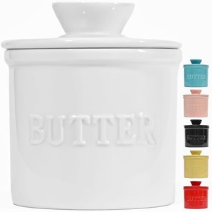 lot 38689 image: PriorityChef French Butter Crock with Lid, Keep Butter Spreadable & Fresh, Butter Keeper to Leave On Counter, French Butter Dish Perfect for Bread and Toast, Ideal Kitchen Gift, White