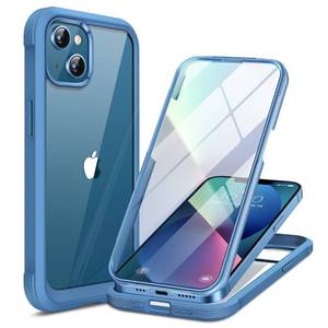 lot 38709 image: Miracase Compatible with iPhone 13 case 6.1 inch, 2023 Upgrade Full-Body Glass Clear Case Bumper Case with Built-in 9H Tempered Glass Screen Protector for iPhone 13 (Capri Blu)