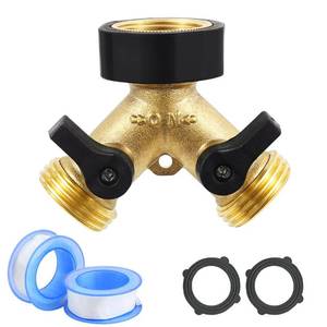 lot 38733 image: Heavy Duty Garden Faucet Splitter Hose Splitter with Shut-Off Valves Garden Hose Splitter Y Splitter Connect Faucet for Outdoor Garden Irrigation Watering Suitable for All American Thread 34