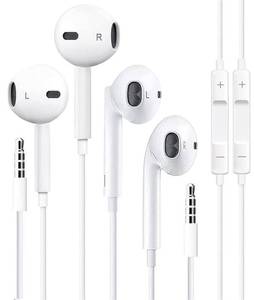 lot 38739 image: 2 Pack Apple Wire Earbuds Headphones with 3.5mm Plug Earphones Apple MFi Certified Built-in Microphone & Volume Control Compatible with iPhoneipadAndroidComputer and Other 3.5mm Jack Devices