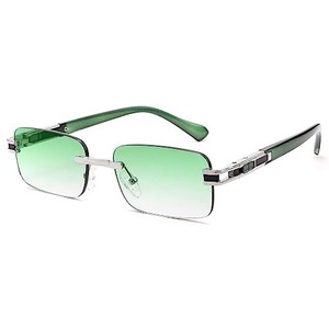 lot 38756 image: Hycredi Rimless Rectangle Sunglasses for Women Men Frameless Small Square Shades Eyewear Tinted 90s Glasses-Gradient Green