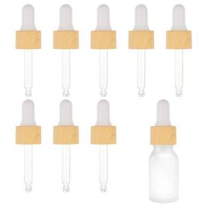lot 38757 image: BENECREAT 10 Set Glass Eye Droppers for Essential Oils 10ml Pressure Rotating Cover Oil Droppers Glass Dropper Pipette with Imitation Wood Grain for Essential Oil Bottles