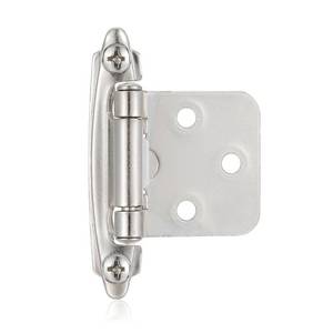 lot 38778 image: Vallecloud 4 Pack (2 Pair) Brushed Satin Nickel Self Closing Cabinet Hinges for Flush Mount Kitchen Cabinet Door, 12 Overlay (Variable) Face Frame Semi Concealed Kitchen Cabinet Hinges