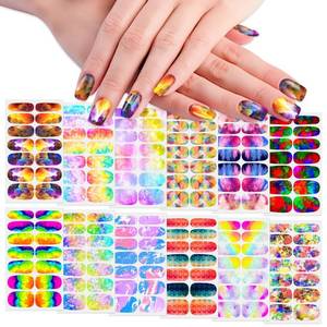 lot 38782 image: WOKOTO 12 Sheets Graffiti Nail Polish Stickers Full Nail Wraps for Women Aurora Gradient Gel Nail Strips Nail Polish Strips for Women Girls Nail Stickers Mix Color Stick On Nail Gel Stickers