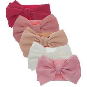 lot 38783 image: KIDOCHEESE Baby Girl Nylon Hairband with Bows, 5 Count (Pack of 1), for Infant, Extra Stretchy, Handmade