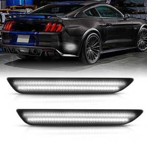 lot 38799 image: Bestview LED Rear Side Marker Lights Accessories for Ford Mustang 2015-2022, Dual Rows White Rear Fender Bumper side Marker Lamps Kit Assembly,Smoked Lens - 2PCS