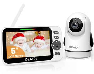 lot 38816 image: OKAIDI Video Baby Monitor with Camera and Audio, 5 Display Baby Monitor No WiFi, 30H Battery and 1000ft Range Baby Monitor, Remote Pan-Tilt-Zoom Baby Camera, Night Vision, 2-Way Talk, VOX,Temperature