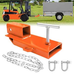 lot 38828 image: Forklift Trailer Hitch Attachment, EBESTTECH 1PC 2 Receiver Trailer Towing Adapter with Chain Orange Forklift Ball Trailer Hitch Light Kit