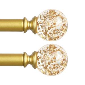 lot 38834 image: TVWOO 2 Pack Gold Curtain Rods for Windows 48 to 84 Inch,Heavy Duty Curtain Rods,Adjustable Curtain Rod Set,Translucent Ball Drapery Rods,Decorative Single Window Rod,Modern Curtains Rods 36-88,Brass