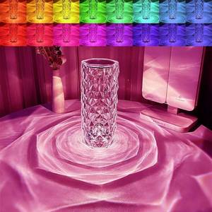 lot 38835 image: IMQSQIK Crystal Table Lamp,RGB Rose Diamond Touch Lamps - Color Changing Night Light for BedroomLiving RoomParty Dinner Decor Creative Lightsy(Remote &amp Touch