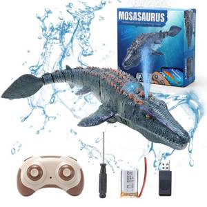 lot 38840 image: Remote Control Dinosaur Toys for Kids 3 4 5 6 7, Mosasaurus Diving Toys RC Boat with Light and Spray Water for Swimming Pool Lake Bathroom Ocean Protector Bath Toys