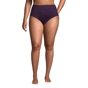 lot 38859 image: Lands End Womens Chlorine Resistant High Waisted Bikini Bottoms Control BlackBerry Regular 14