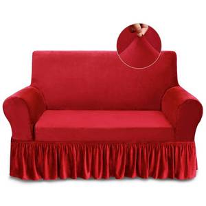 lot 38872 image: NICEEC Loveseat Cover Super Soft 1-Piece Red Slipcover for Loveseats Stretch Universal Spandex Couch Covers for Living Room Easy Fit Washable Furniture Sofa Protector with Skirt