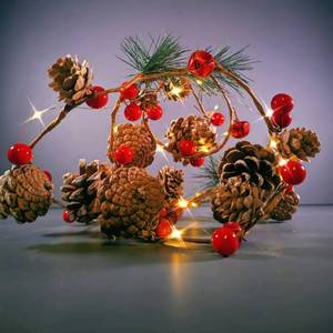 lot 38874 image: Christmas Garland Lights, 6.8FT 20LED Red Berry Pine Cone Garland Lights 2 Lighting Modes Battery Operated, LED Garland String Lights, Christmas Decorations for Home Fireplace Mantel Decor