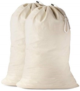 lot 38880 image: Handy Laundry Cotton Laundry Bag, The Extra Heavy Duty Washable Laundry Bag with Drawstring Makes a Great Cloth Storage Sack for Sleeping Bag, Linen Basket Liner, Hamper Liner and Travel, (2-Pack)