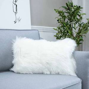 lot 38891 image: LIGICKY Decorative Lumbar Soft Faux Fur Throw Pillow Cover Luxury Series Rectangle Plush Pillow Case Cushion Cover for Couch Sofa Bed (12 x 20, White)