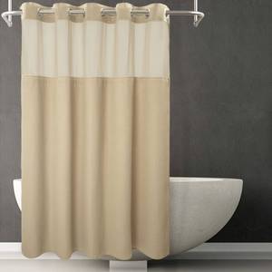 lot 38896 image: River Dream Linen Fabric Shower Curtain Set, Cotton Blend, Waffle Weave, with Snap in Replacement Liner��71 x 74 inches