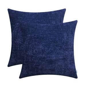 lot 38897 image: CaliTime Pack of 2 Cozy Throw Pillow Covers Cases for Couch Sofa Home Decoration Solid Dyed Soft Chenille 20 X 20 Inches Navy Blue
