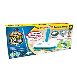 lot 38901 image: Floor Police Cordless Electric Mop, As Seen On TV, Self-Propelling Hardwood and Tile Floor Cleaner with Dual Spinning Mop Heads, One Mop with 6 Cleaning Pads