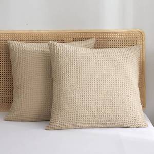 lot 38903 image: PHF Ultra Soft Waffle Weave Euro Shams Pillow Covers 26 x 26 2 Pack, No Insert, Breathable Skin-Friendly Euro Throw Pillow Covers for Bed Couch Sofa, Khaki