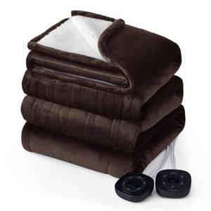 lot 38908 image: Bedsure Heated Blanket Electric Throw - Soft Flannel Electric Blanket, Heating Blanket with 4 Time Settings, 6 Heat Settings, and 3 hrs Timer Auto Shut Off (50x60 inches, Brown)