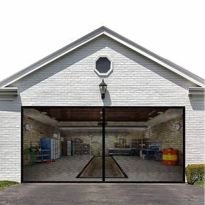 lot 38919 image: LIAMST Garage Door Screen 16x7FT for 2 Car Garage Doors, Reinforced Fiberglass Garage Screen - Hands Free, Magnetic Garage Screen Door