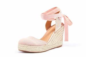 lot 38927 image: Womens Espadrille Wedge Sandals Closed Toe Lace Up Platform Ankle Wrap Summer Casual Shoes