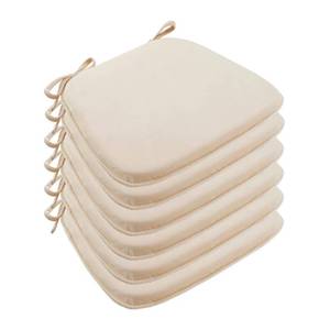 lot 38933 image: Wellsin Chair Cushions for Dining Chairs 6 Pack, Memory Foam Seat Cushions for Kitchen Chairs, 17x16x1.5 Kitchen Chair Cushions with Ties,Khaki