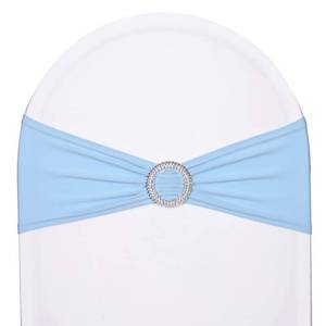 lot 38937 image: SweetEasy 50pcs Stretch Spandex Chair Sashes for Baby Shower Wedding Chair Covers Party Banquet Decoration Elastic Chair Bands for Event(Light Blue)