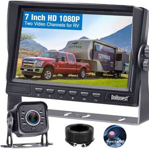 lot 39053 image: DoHonest RV Backup Camera HD 1080P 7 LCD Monitor System Infrared Night Vision Waterproof Metal Rear View Cam Adapter for Furrion Pre-Wired RV Truck Trailer Camper Van V22