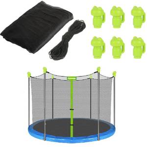 lot 39057 image: Trampoline Net Replacement 12FT Safety Enclosure Net with Adjustable Straps, Breathable and Weather-Resistant Net for 6 Straight Poles Round Frame Trampoline, 6 Pole Caps(Green, Poles Not Included)