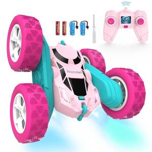 lot 39062 image: Hamdol Remote Control Car for Girls Pink RC Car Double Sided 360°Flip Stunt Car with Headlights, All Terrain Tires, Rechargeable Batteries Toy Car for 6 7 8 9 10 11 12 Girls Birthday