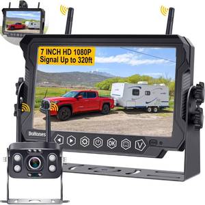 lot 39063 image: DoHonest RV Backup Camera Wireless Easy Install Plug&Play for Furrion Pre-Wired System Travel Trailer Rear View Camera 7 Touch Key Recording Monitor Clear Night Vision for Fifth WheelCamper -S21
