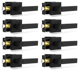 lot 39065 image: RAZCC 8 Pack Privacy Door Levers Matte Black Door Handles Heavy Duty Bed and Bath Door Locks Interior Keyless Locksets, Reversible for Left Right Handed Doors