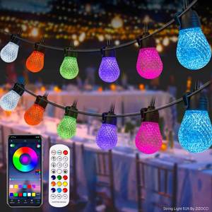 lot 39076 image: ZIZOCCI String Lights for Outside, String Lights Outdoor, String Lights Indoor, 51ft Patio Shatterproof Waterproof, Remote Control & App, Wedding, Christmas, Birthday, Balcony, Garden Party