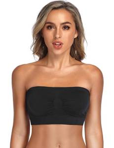 lot 39107 image: ANGOOL Strapless Comfort Wireless Bra with Slip Silicone Bandeau Bralette Tube Top 1Pack Black