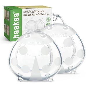 lot 39121 image: haakaa Ladybug Silicone Breast Milk Collector - Wearable Breast Shells Nursing Cups for Large Milk Supply, Reusable, Extra-Soft & Skin-Friendly (150ml, 2PCS)
