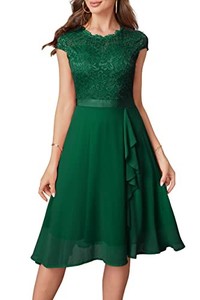 lot 39127 image: Womens Cocktail Dresses for Women Evening Party, Tea Party Dresses for Women 2024 Wedding Guest Dress, Black Prom Semi Formal Dress Elegant Lace Silk Bridal Shower Dress for Women Dark Green L