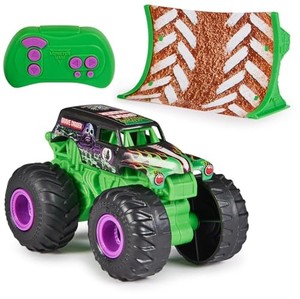 lot 39132 image: Monster Jam, Official Grave Digger Remote Control Monster Truck 164 Scale, Includes Ramp, RC Cars Kids Toys for Boys and Girls Ages 3 4 5 6 and up