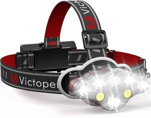 lot 39147 image: Victoper Rechargeable Headlamp, 8 LED 18000 High Lumen Bright Head Lamp with Red Light, Lightweight USB Head Light, 8 Mode Waterproof Head Flashlight for Outdoor Running Hunting Hiking Camping Gear
