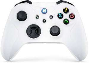 lot 39156 image: Dinosoo Wireless Controller for Android Windows PC Steam Games, Dual Vibration TURBO Macro Function Hall Trigger 3.5mm Headphone Jack - White (Cant Connect to Xbox for Now)