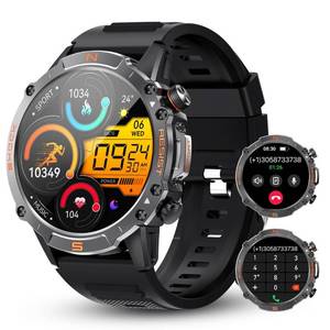 lot 39159 image: WalkerFit Smart Watch for Men- AMOLED Display, 60 Days Extra-Long Battery, Waterproof Rugged Military Smart Watch,Tactical Smartwatch for Blood Pressure Monitor,Andriod SmartWatch Men,Reloj Hombre