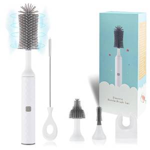 lot 39160 image: WHNL Electric Bottle Brush, 4 Piece Bottle Brush Set with Baby Bottle Brush Cleaner, Nipple Brush, Pacifier Cleaner, Straw Cleaner Brush, Gifts for Newborns and Mothers, White
