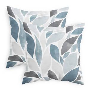 lot 39165 image: CaliTime Throw Pillow Cases Pack of 2 Cozy Fleece Falling Dahlia Floral Flowers Petals Decorative Cushion Covers for Couch Bed Sofa Farmhouse Decoration 16 X 16 Inches Smoke Blue Grey