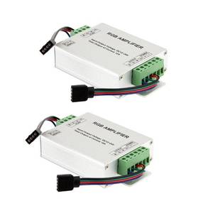 lot 39171 image: SUPERNIGHT DC 12V to 24V 12A LED Strip Lights 3 Channels RGB Signal Amplifier Repeater for 10m 4 Pin 5050 3528 LED String Lights - 2 Pieces Pack