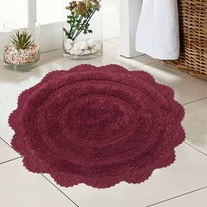 lot 39397 image: Chardin home Burgundy Crochet Bathrug,100% Cotton Round bathmat with artisanally Handcrafted Crochet Border, 24 Inch Diameter, Perfect for Half Baths, Powder Rooms, bathrooms