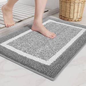 lot 39423 image: Color&Geometry Gray Bathroom Rugs- Absorbent, Non Slip, Soft, Washable, Quick Dry, 20x29 Small Light Grey and White Bath Mats for Bathroom, Microfiber Shower Mat Bath Rug Bathroom Carpet